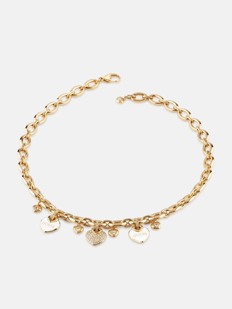 Gold-Tone Enamel and Pavé Heart Necklace