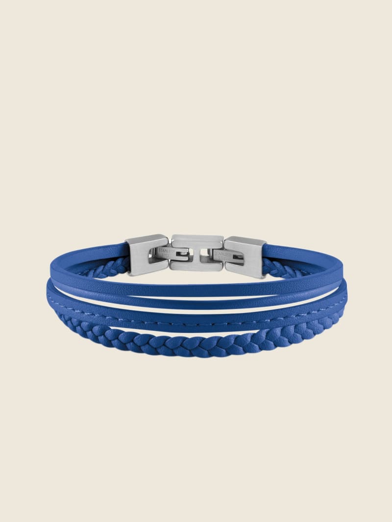 Blue Leather Multi Strand Bracelet