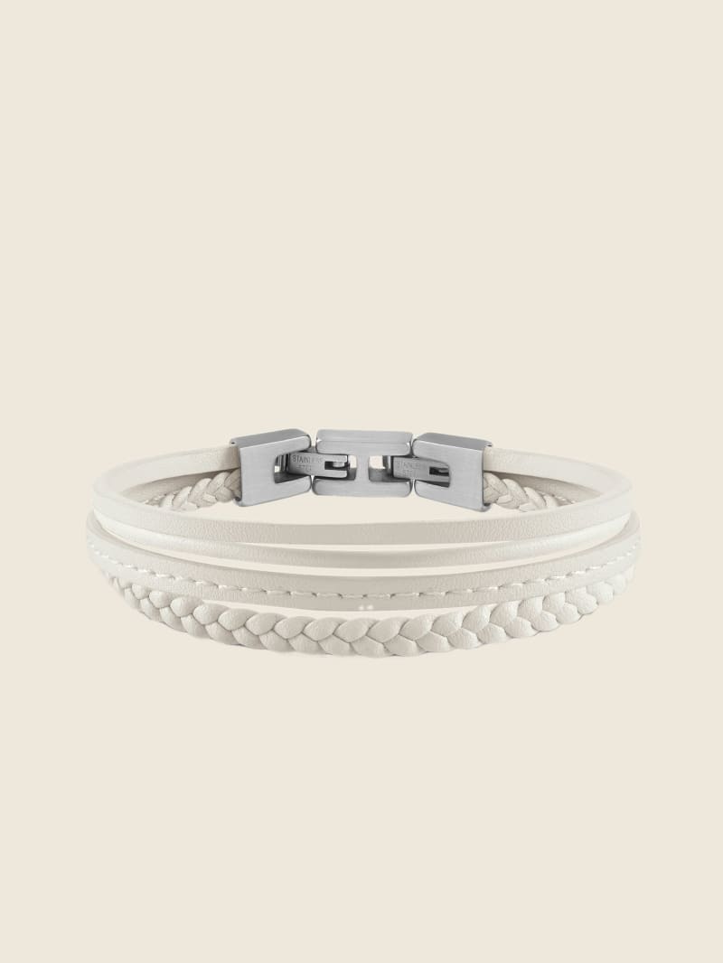 Bracelet multibrins en cuir blanc
