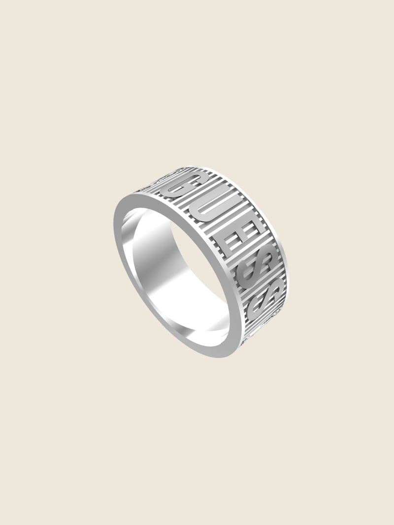 Silver-Tone Logo Ring