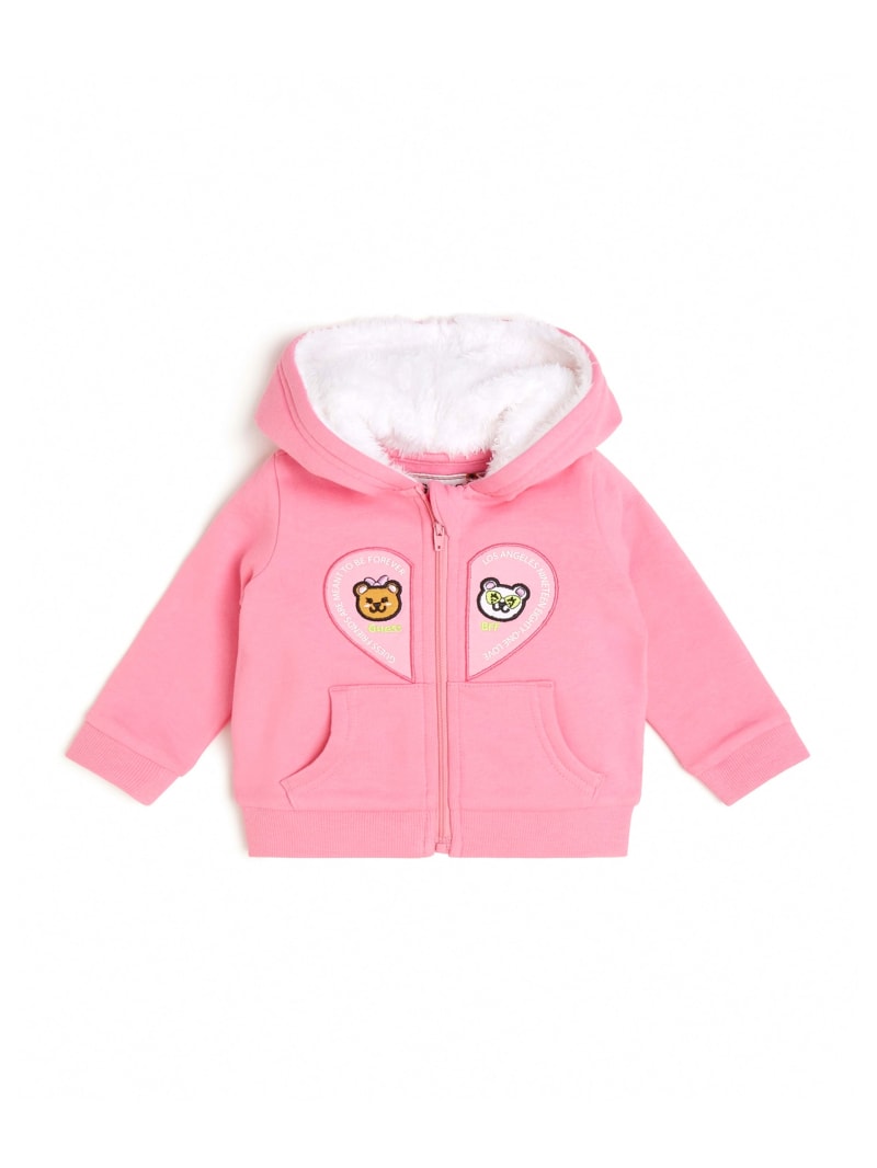 Kids Girls Unisex Plain Fleece Baby Pink Hoodie Zip Up Style Zipper Age  2-13 Yrs