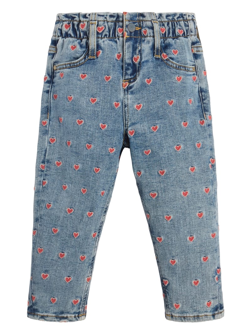 Heart Embroidered Paperbag Denim Pants (3M-7) | GUESS