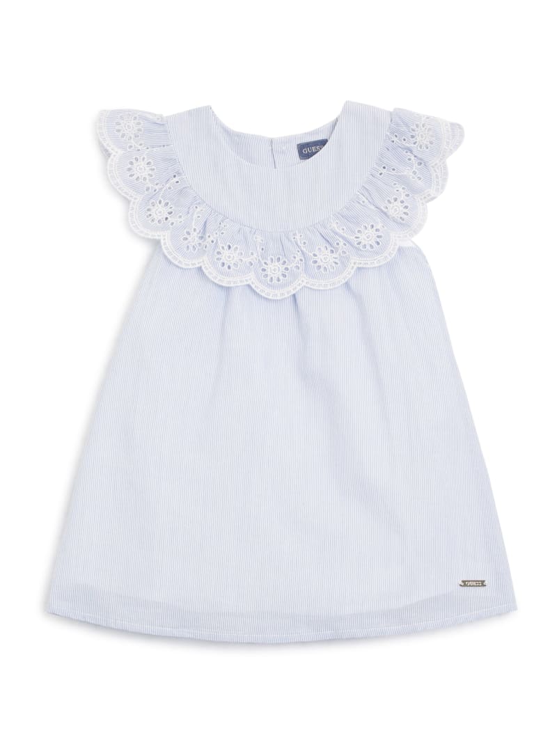 Eyelet Trim Pinstripe Dress (2-7)