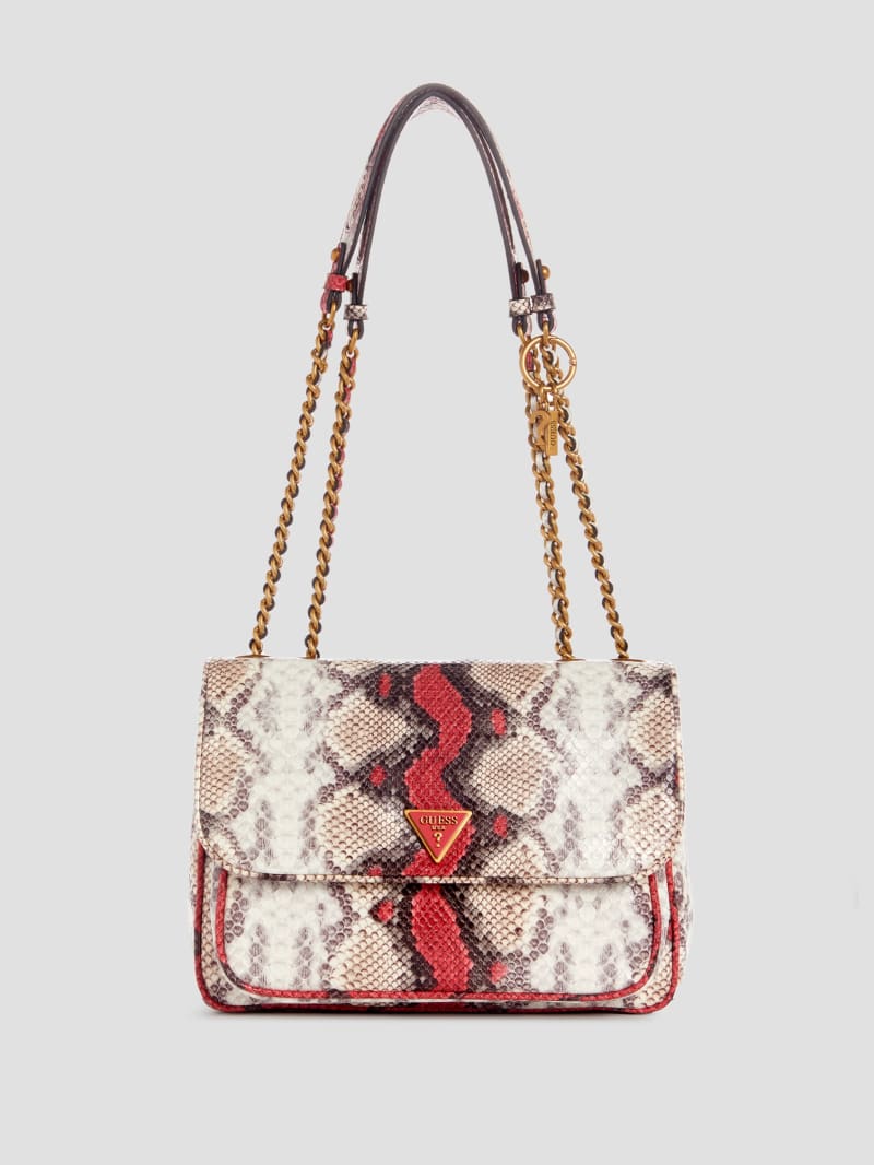 The Flap Convertible Crossbody Bag in Snake Embossed Leather