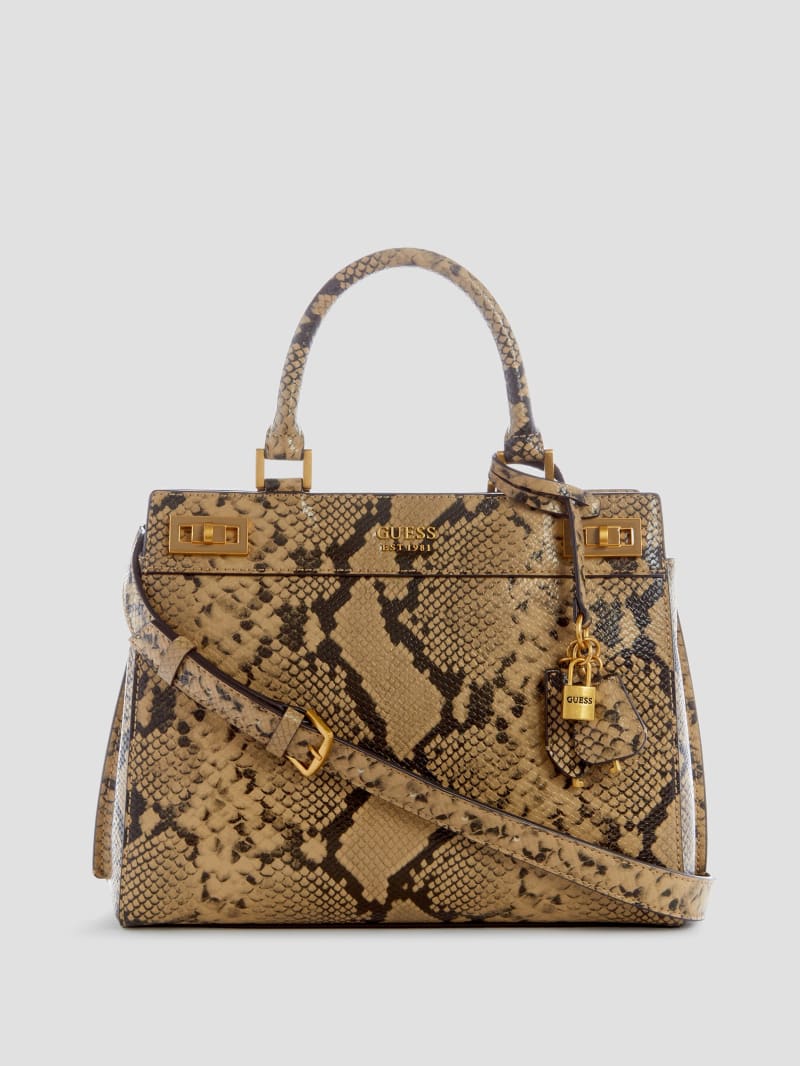 Katey Croc Logo Detailed Luxury Satchel