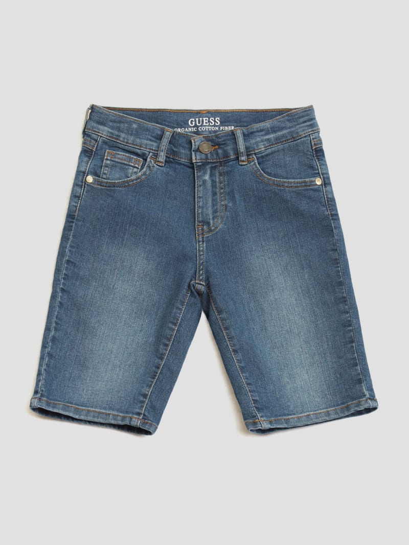 GUESS Keep It Real Denim Mom Shorts (Kids 7-16) - Blue - 10