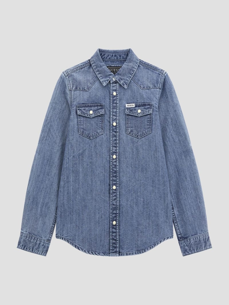 Guess chambray shirt best sale