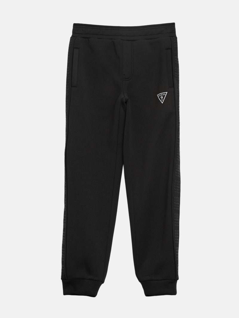 ☆NERDY☆ Checkerboard Tape Jogger Pants Black Erwin Logo-Tape Joggers