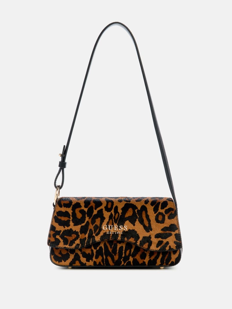 Domitilla Leopard Fold-Over Flap Shoulder Bag