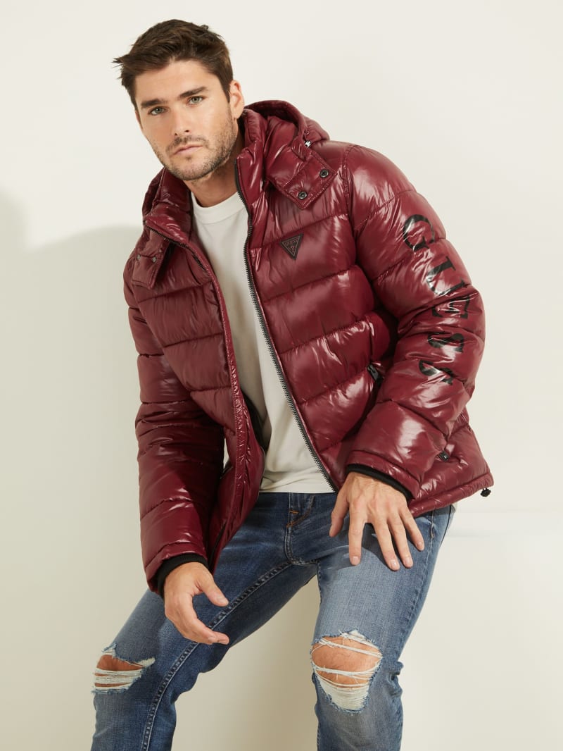 guess hooded puffer jacket