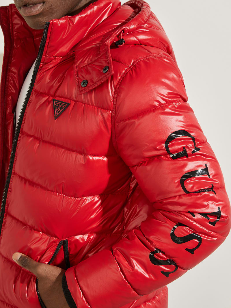 Guess red bubble jacket top