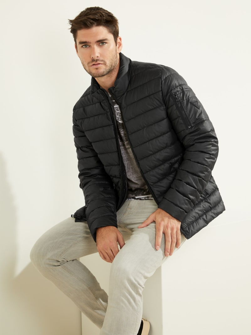 guess men's hooded puffer coat