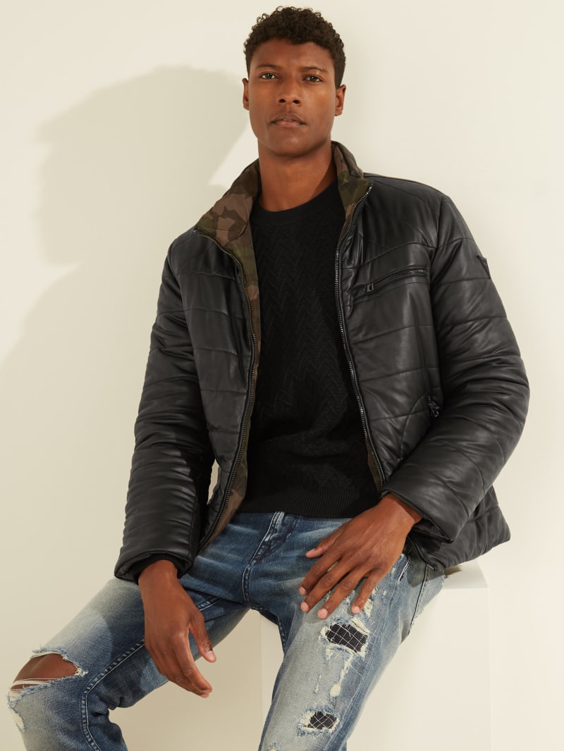 Guess men's reversible puffer jacket deals