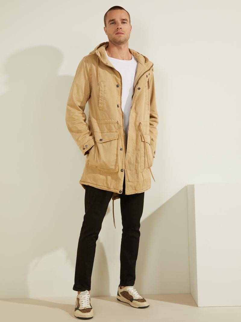 guess men's hooded wool coat