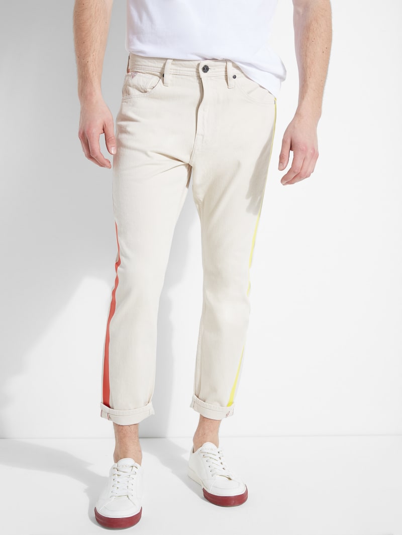 Color Tape Tapered Crop Jeans GUESS