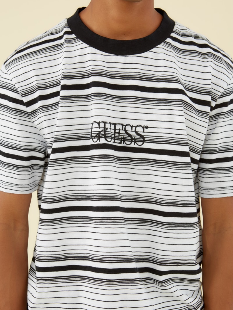 red white and blue guess shirt