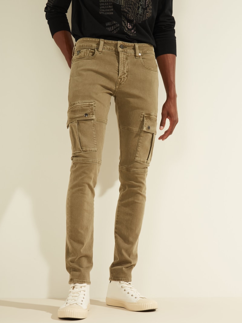 skinny denim cargo pants