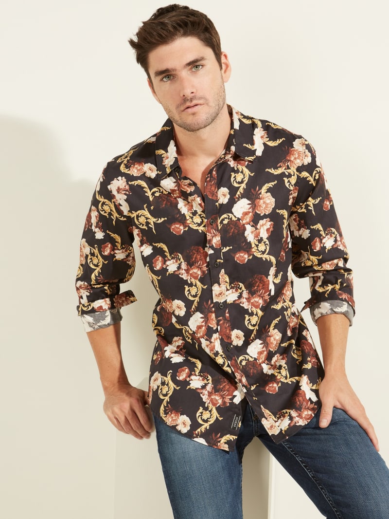 Floral Scroll Button-Down Shirt | GUESS