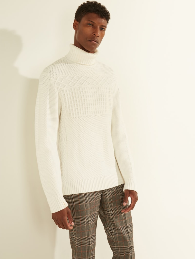 Mixed Cable Turtleneck Sweater GUESS