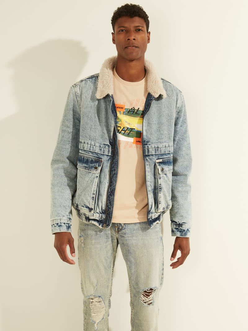 guess denim bomber jacket