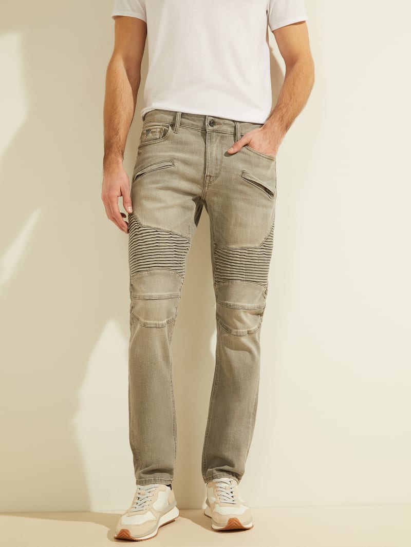 Guess Slim Tapered Pintuck Moto Jeans. 3