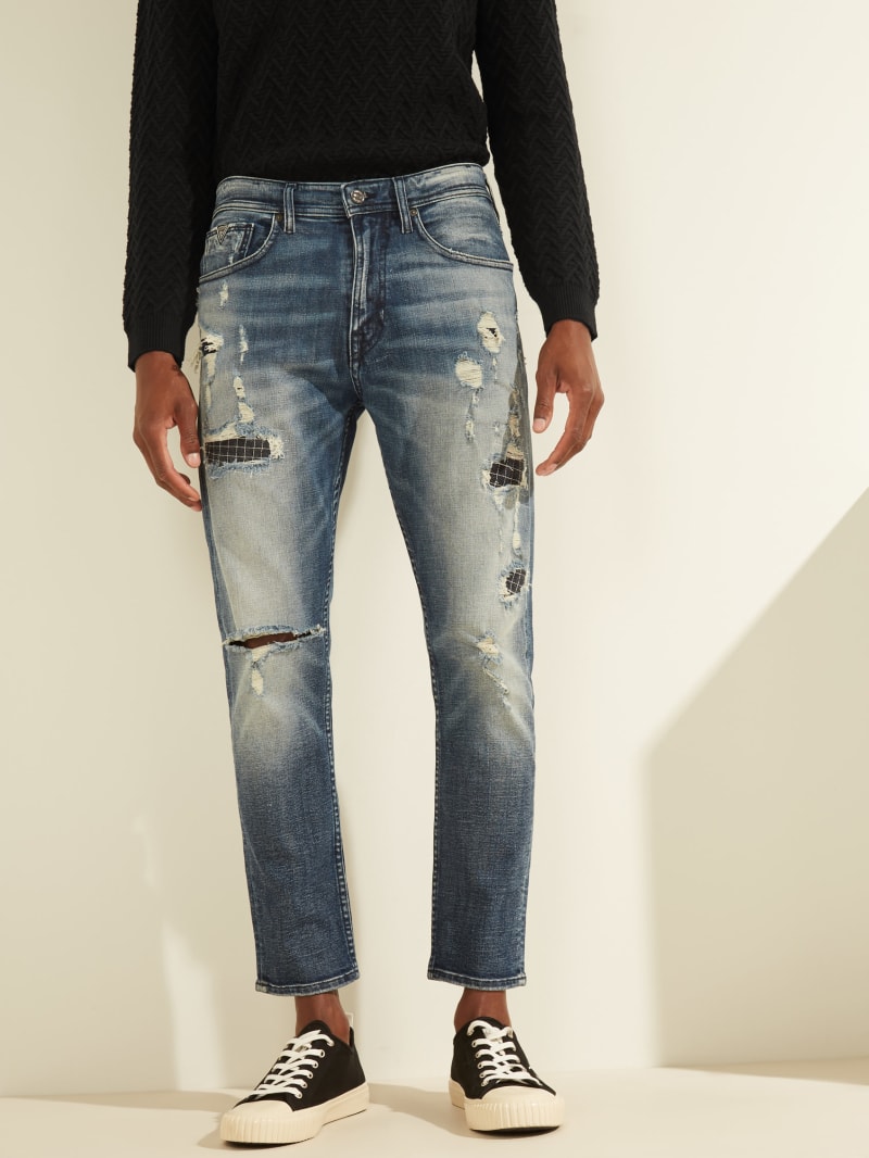 Destroyed Tapered Cropped Jeans GUESS Factory