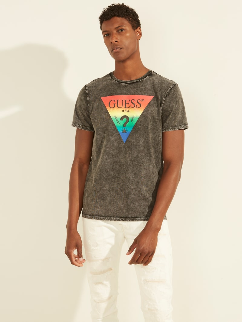 Guess rainbow logo discount tee