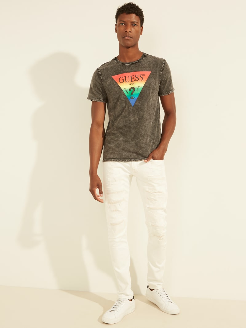 Guess Gradient Rainbow Logo Tee