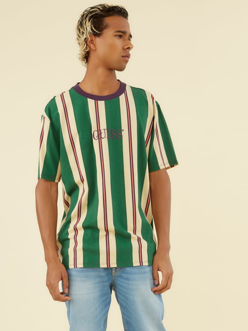 GUESS Originals Green Striped Tee | GUESS