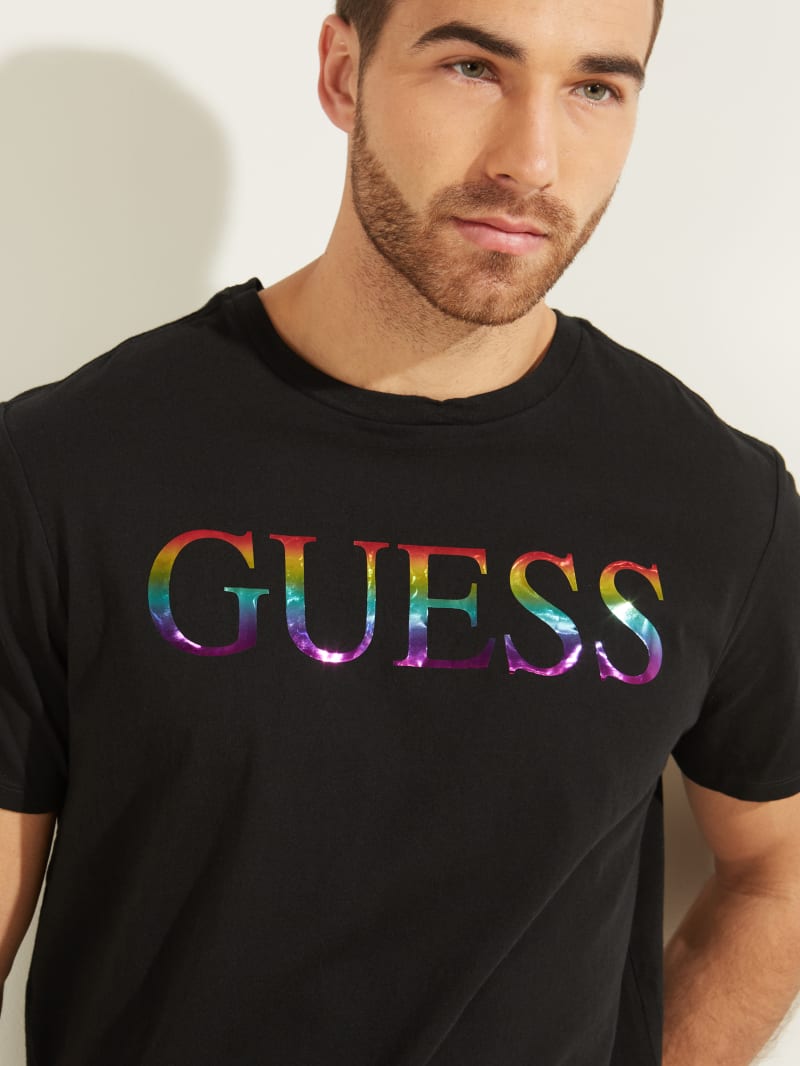Guess rainbow logo tee store