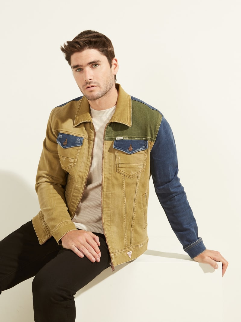 guess jean jacket with hoodie