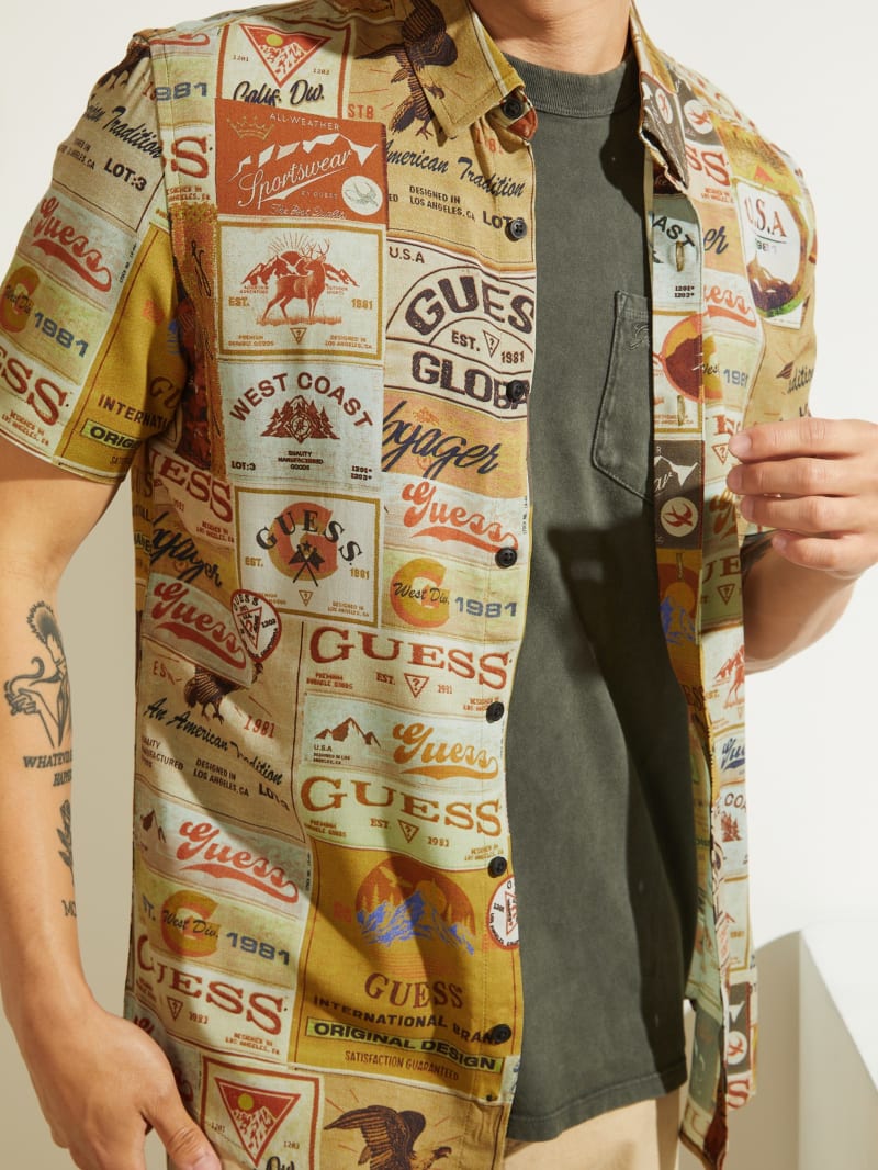 Guess Eco Vintage Poster Shirt. 1