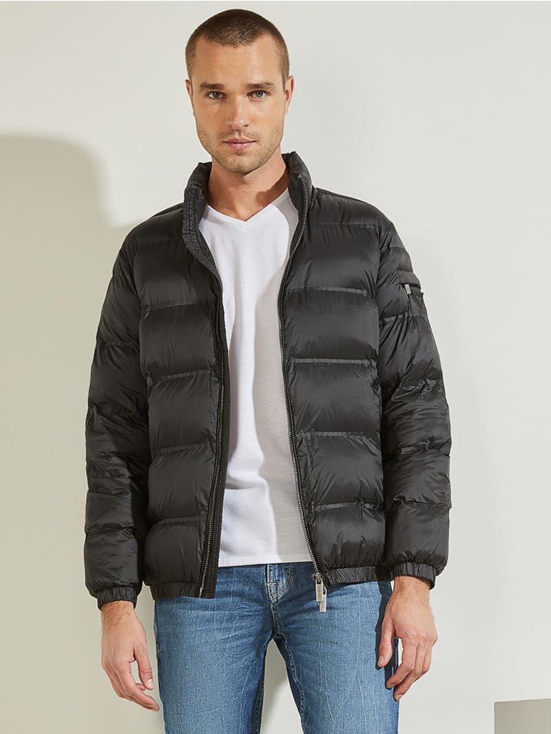 Black guess puffer jacket clearance