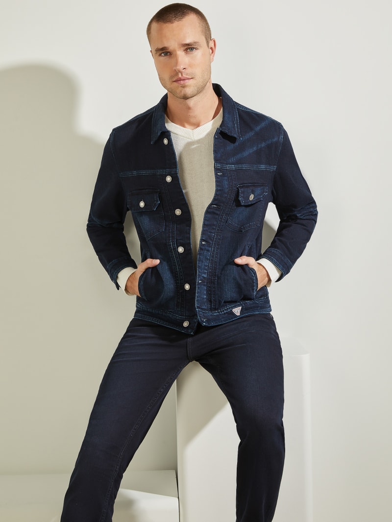Black denim jacket guess Clearance