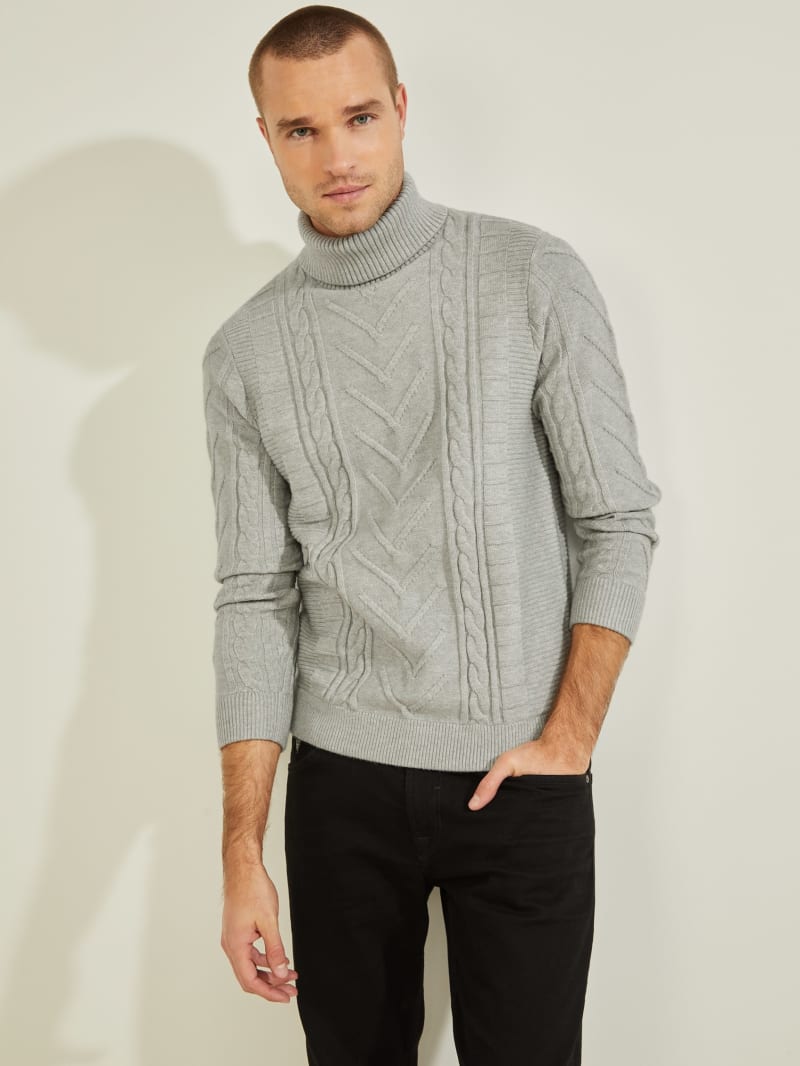 Liam Mixed Cable Turtleneck Sweater