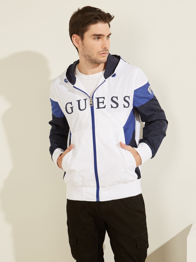 Guess Logo Color-Blocked Windbreaker. 1