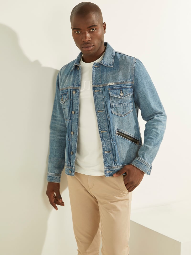 Dillon Zippered Denim Jacket | GUESS Canada