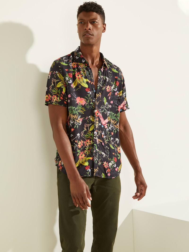 Guess mens floral shirt discount