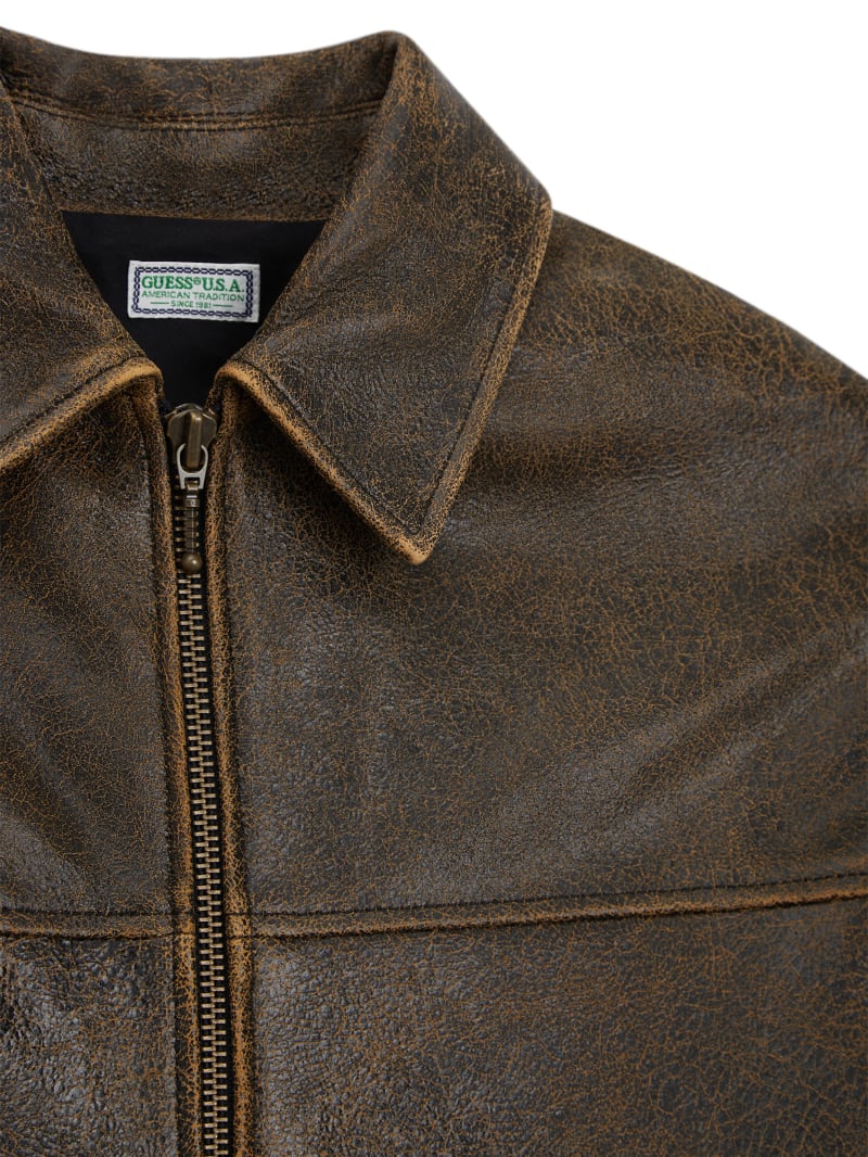 Cracked Leather Jacket | GUESS