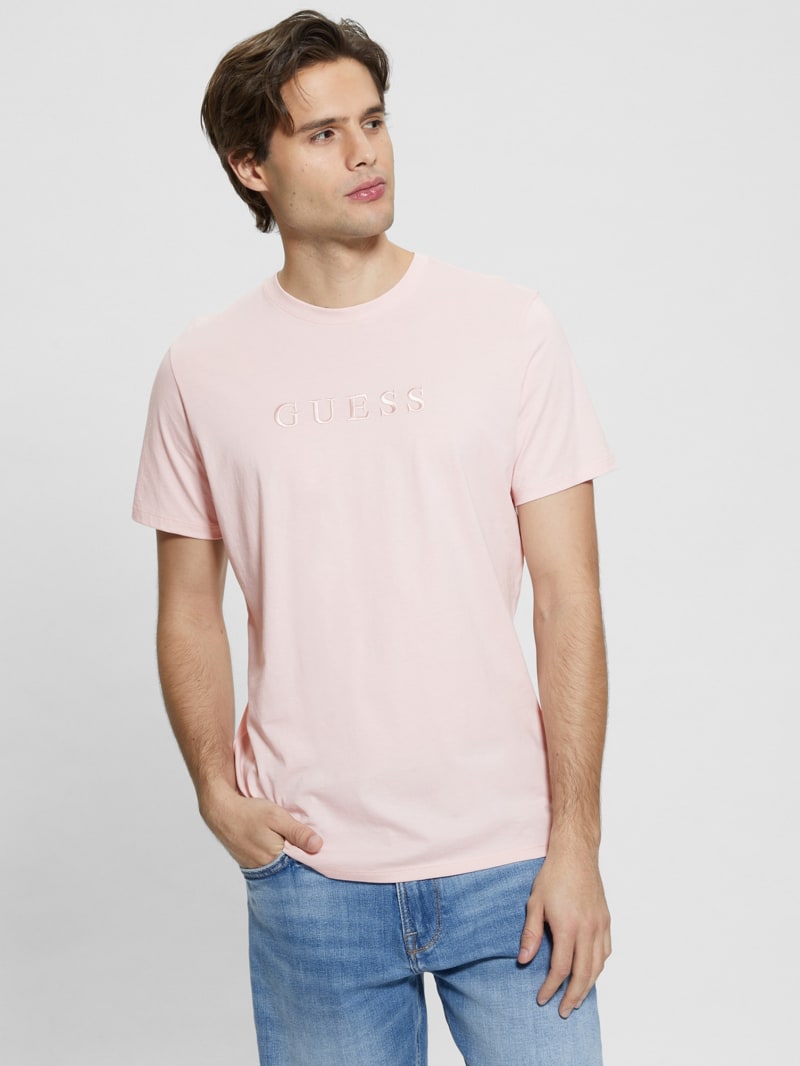 t-shirt rosa logo stampato - GUESS - AnyAnyLuxury