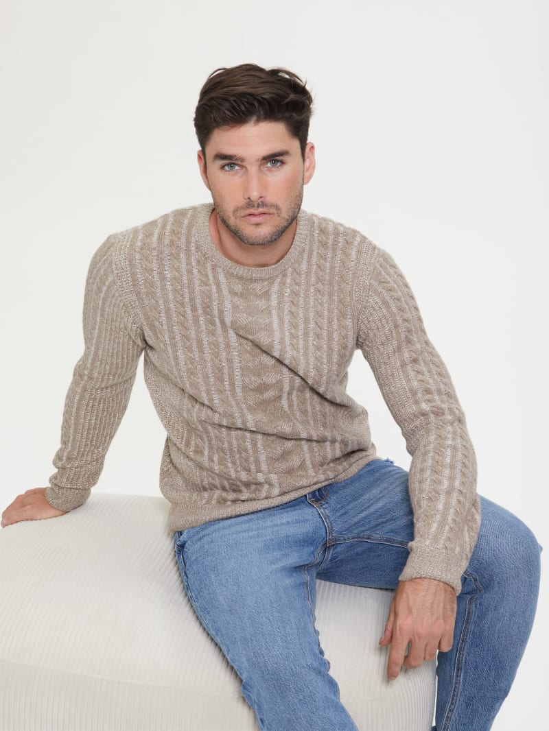 Phil Two-Tone Cable-Knit Sweater