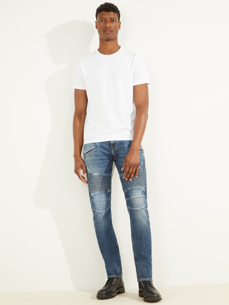 Guess slim store tapered moto jeans