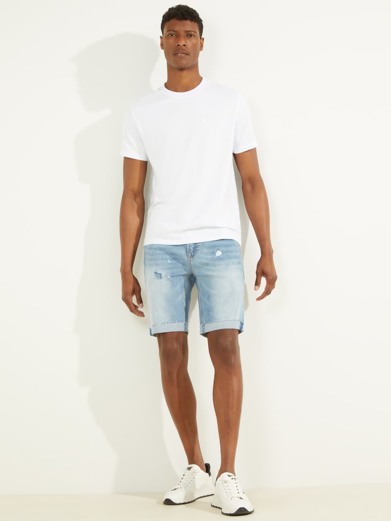 Men in jean shorts deals