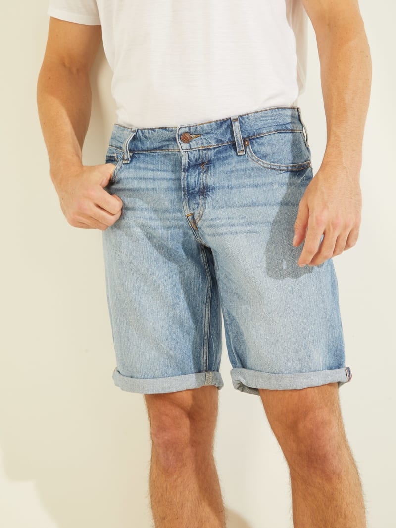 Faded denim shorts discount