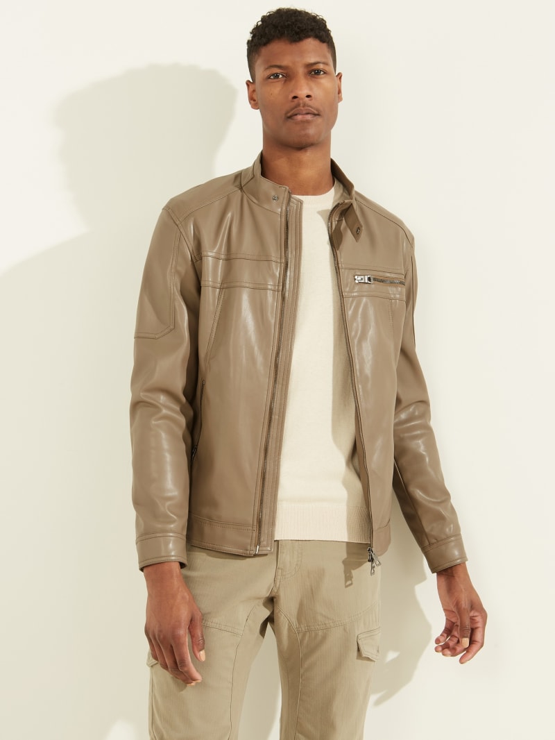 Leather guess jacket sale