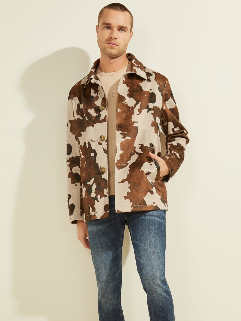 Cow print jacket mens top