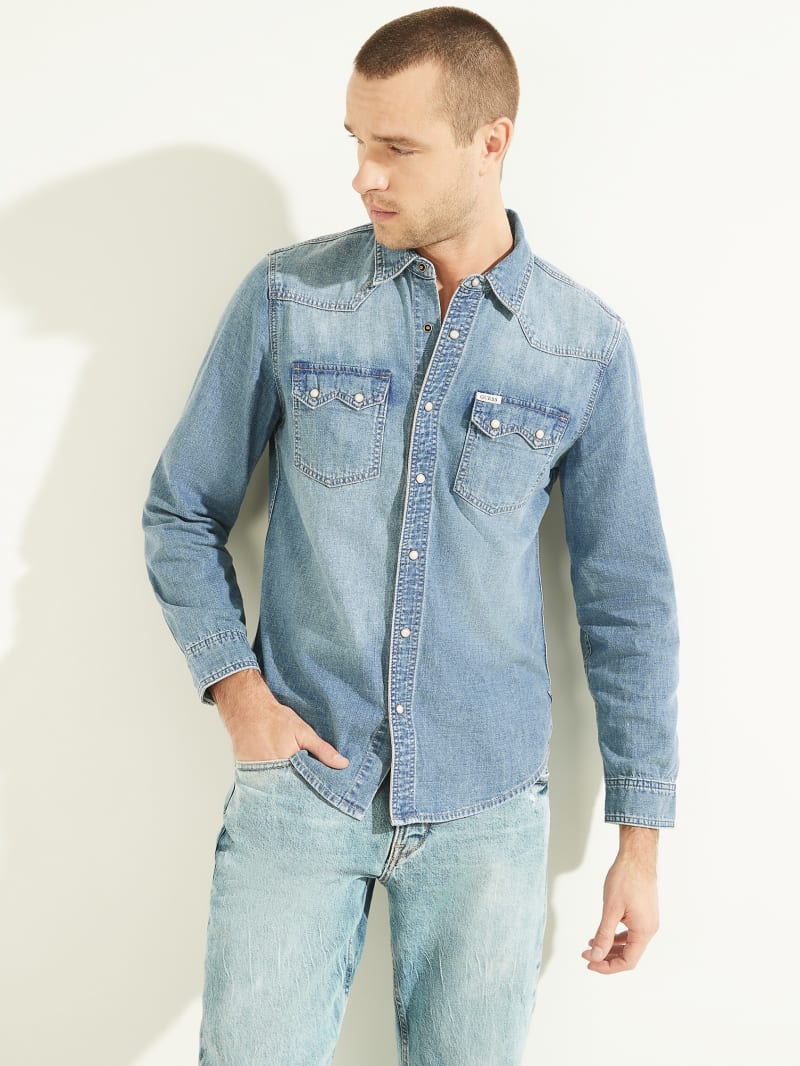 Light wash deals denim shirt