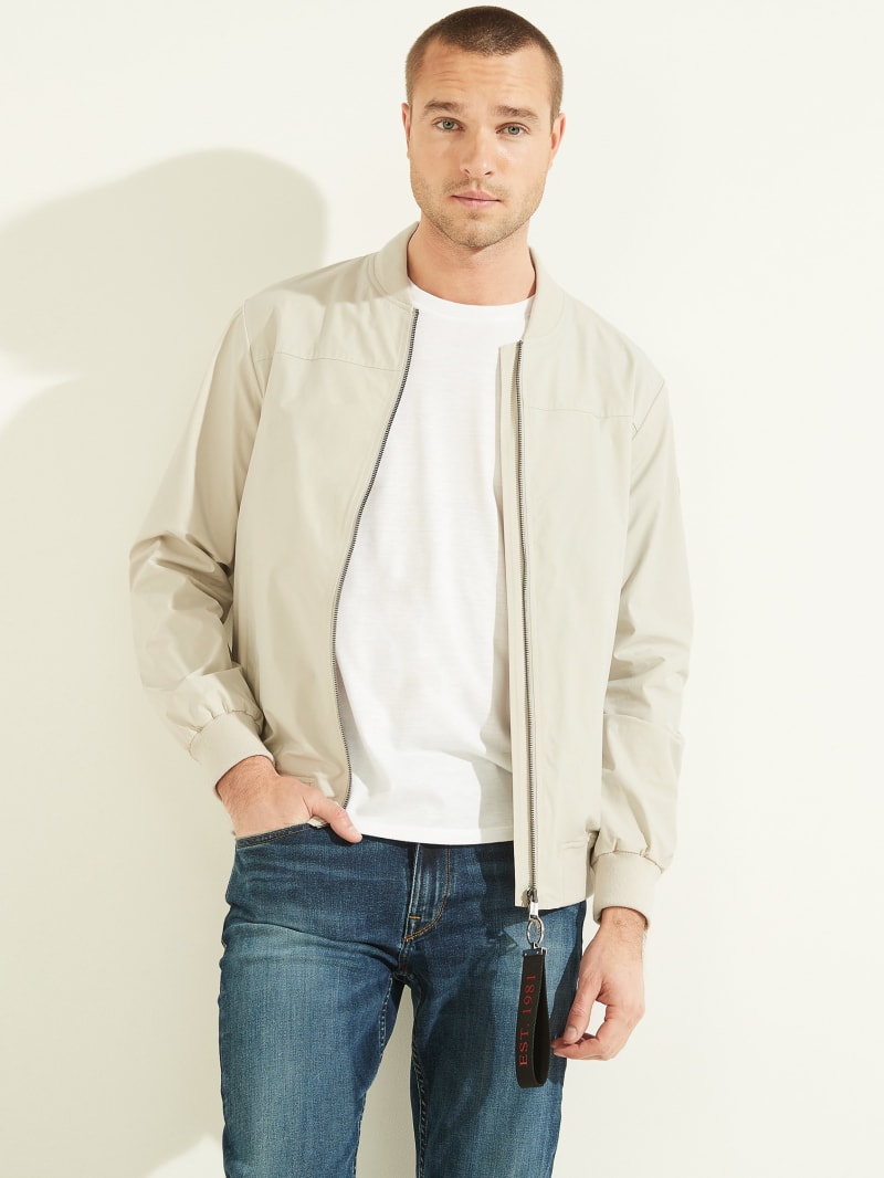 Beige Bomber Jacket Mens