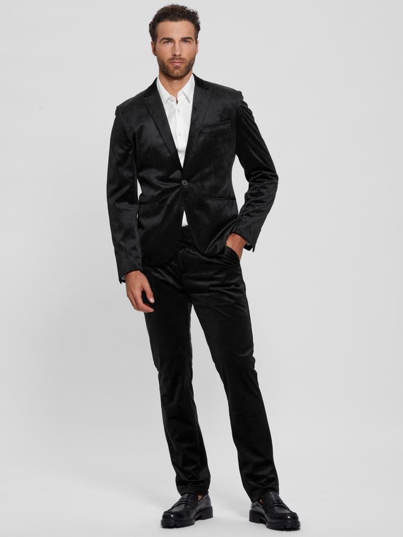 Midnight Black Slim Fit Tuxedo Pant (Velvet Stripe) – Ainsley