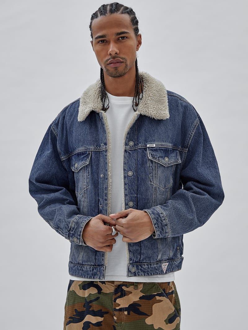 Guess denim trucker jacket store